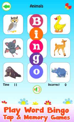 Baby First Words Fun Park: Flash cards and games for kids in preschool and kindergarten. Play word bingo 4