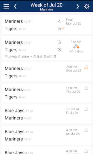 Baseball Schedule for Mariners 1