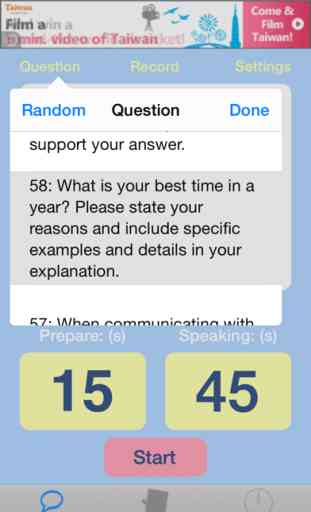iBTimer - Best app for prepare the TOEFL iBT speaking section 2
