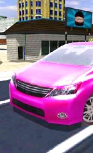 Pink Taxi Girl Driver & Modern Car Rush Games 2