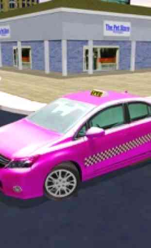 Pink Taxi Girl Driver & Modern Car Rush Games 3