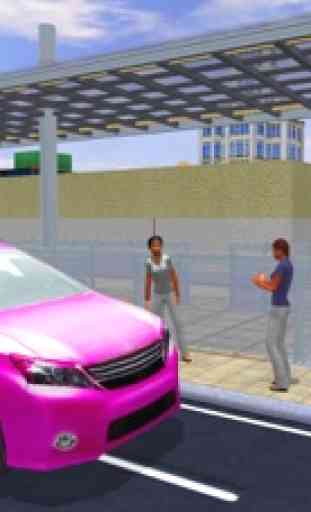 Pink Taxi Girl Driver & Modern Car Rush Games 4