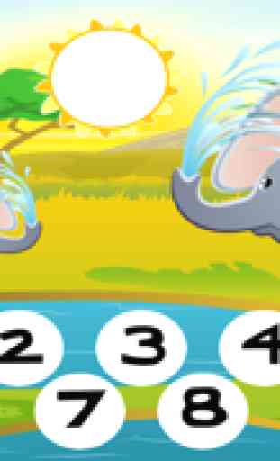 123 Counting Game Safari Cartoon Animals for Kids – Free Educational Interactive Learning Challenge 1
