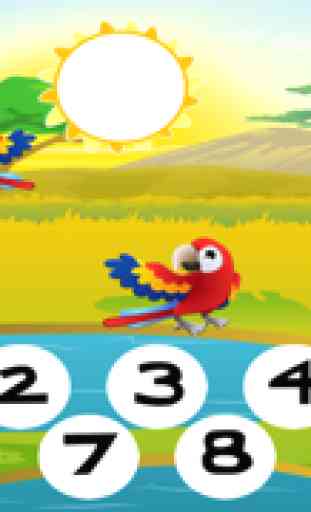 123 Counting Game Safari Cartoon Animals for Kids – Free Educational Interactive Learning Challenge 4