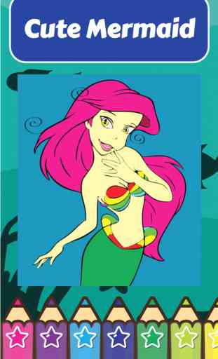 Coloring Cute little princess mermaid Games for kids 1