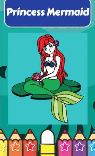 Coloring Cute little princess mermaid Games for kids 2