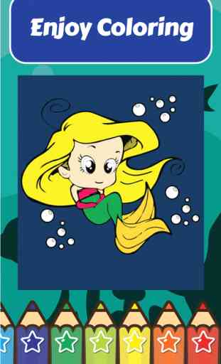 Coloring Cute little princess mermaid Games for kids 3
