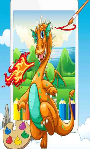 Dragon Coloring Book Game All Page Free For Kids - Drawing and Painting Colorful Dinosaur 2