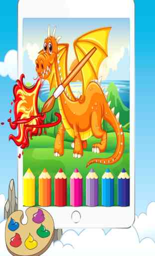Dragon Coloring Book Game All Page Free For Kids - Drawing and Painting Colorful Dinosaur 3