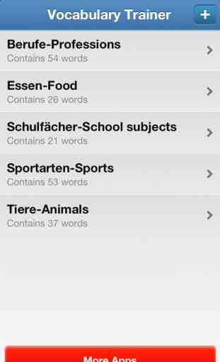 English-German Vocabulary Trainer for Beginners: Animals, School, Sports, Food, Professions and more 2