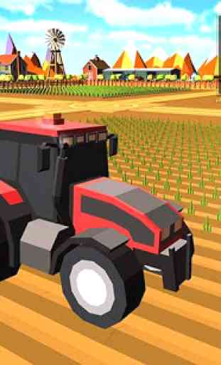 Blocky Plow Farming Harvester 3