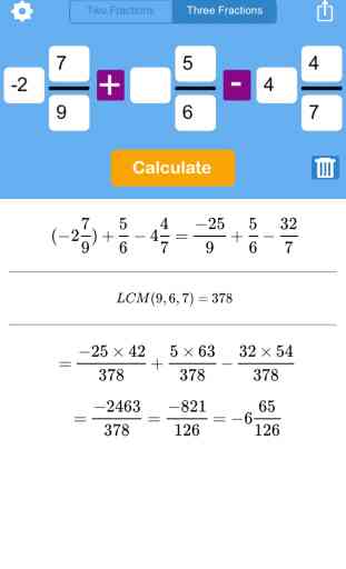 Fraction calculator for arithmetic operations: addition, subtraction, multiplication, and division 2