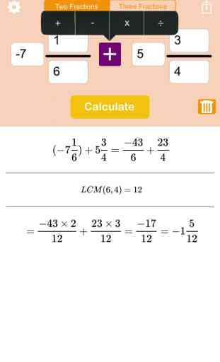 Fraction calculator for arithmetic operations: addition, subtraction, multiplication, and division 3
