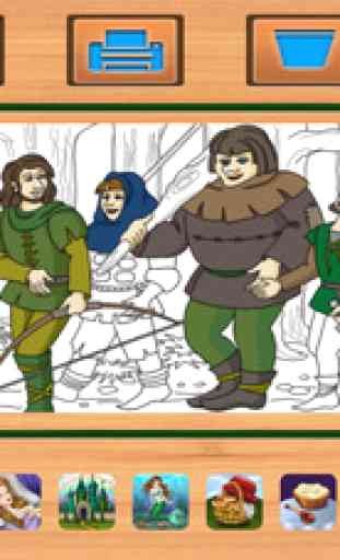 Robin Hood and the Little John meeting. Coloring book for children 1