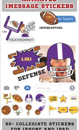 LSU Tigers Animated+Stickers for iMessage 1