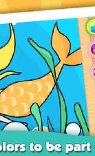 Kids Color Book: Bedtime Stories Little Mermaid Princess - Educational Coloring & Painting Game Design for Kids & Toddler 2