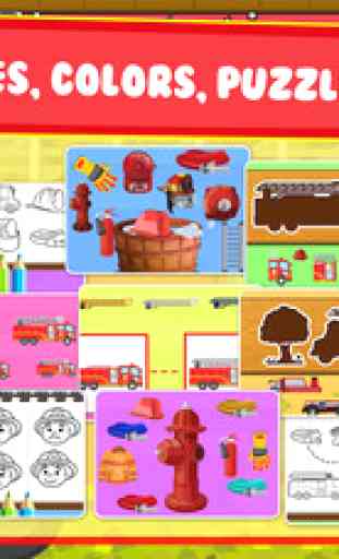Kids Learning Fun & Educational Games for Toddlers - play fire truck puzzles & teach brain skills to pre-school children! 3