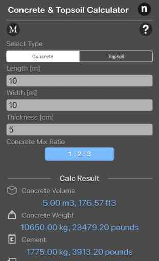 Concrete & Topsoil Calculator 1