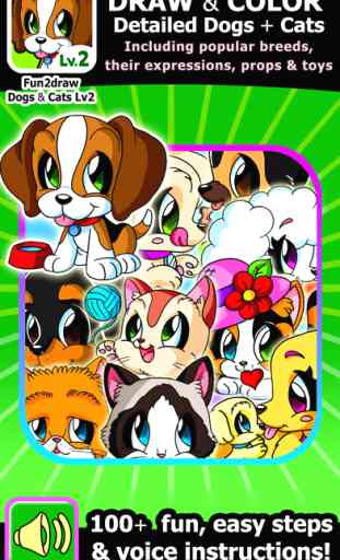 Learn to Draw Popular Dogs Cats - Draw and Color Easy Animals - Cartoon Art Lessons - Fun2draw™ Dogs and Cats Lv2 1