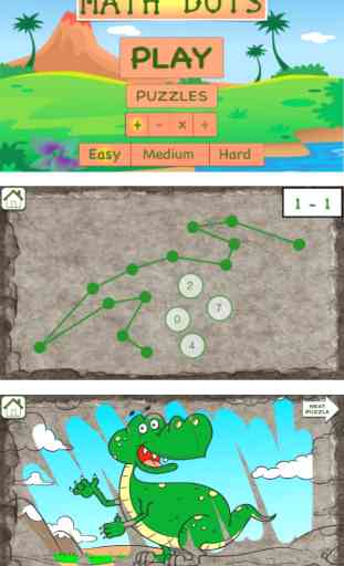 Math Dots(Dinosaur):: Connect To The Dot Puzzle / Kids Flashcard Drills for Adding & Subtracting 1
