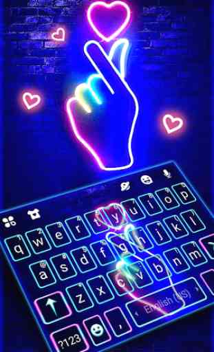 Love Heart Neon Keyboard Theme 1