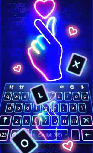 Love Heart Neon Keyboard Theme 2