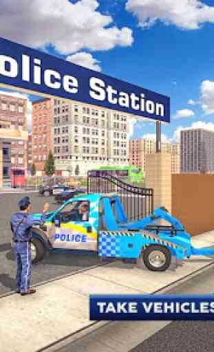 Police Tow Truck Driving Car Transporter 2