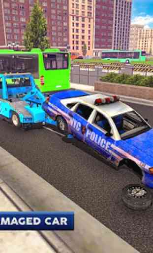 Police Tow Truck Driving Car Transporter 3