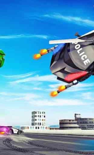 Flying Police Helicopter Car Transform Robot Games 2