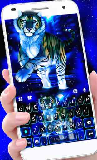 Neon Blue Tiger King Keyboard Theme 1