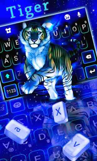 Neon Blue Tiger King Keyboard Theme 2