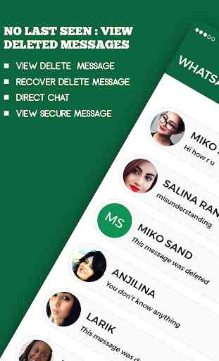 No last seen : View deleted messages for WhatsApp 1