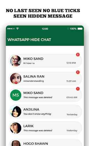 No last seen : View deleted messages for WhatsApp 2
