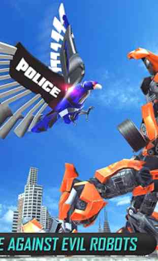 US Police Transform Robot Car Cop Eagle game 1