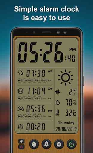 Alarm clock and weather forecast , stopwatch 1