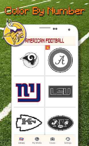 American Football Logo Color By Number - Pixel Art 3