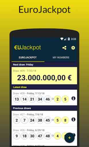 EuroJackpot Results and Prizes Checker: euJackpot 1