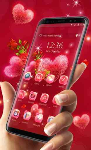 Red rose love-APUS launcher  free theme 1