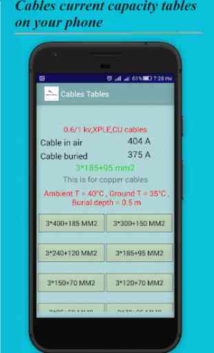 Electrical Cable Table: electrical apps free 4