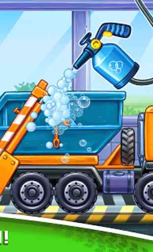 Truck games for kids - build a house, car wash 2