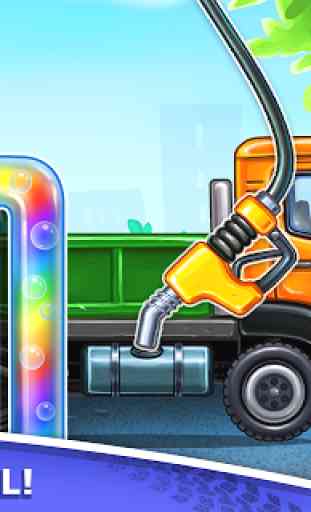 Truck games for kids - build a house, car wash 3