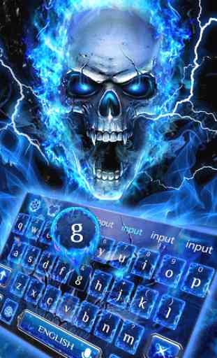 Blue Fire Skull Keyboard 1