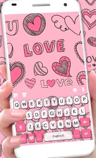 Doodle Pink Love Keyboard Theme 1