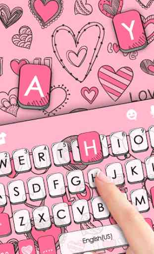 Doodle Pink Love Keyboard Theme 2