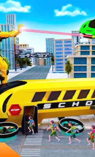 Flying School Bus Robot: Hero Robot Games 2