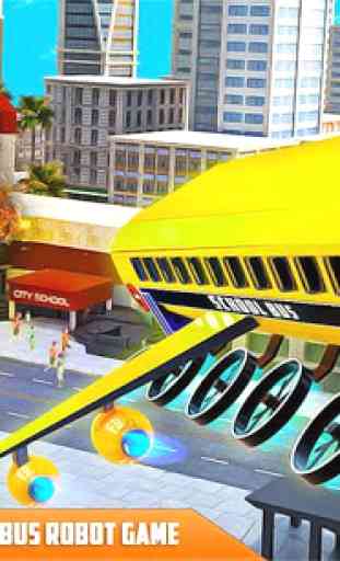 Flying School Bus Robot: Hero Robot Games 3
