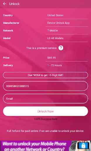 Free Unlock Network Code for LG SIM 4