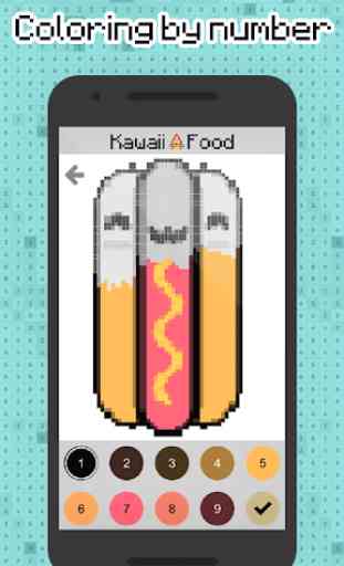 Kawaii Food pixel art - Food coloring by numbers 2