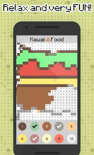Kawaii Food pixel art - Food coloring by numbers 3