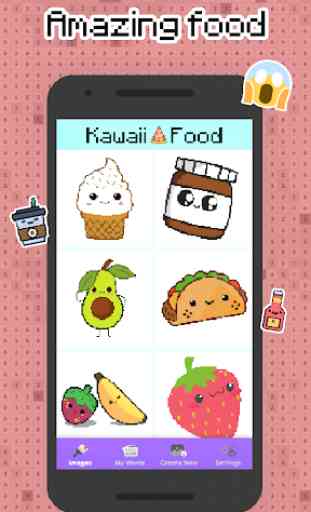 Kawaii Food pixel art - Food coloring by numbers 4